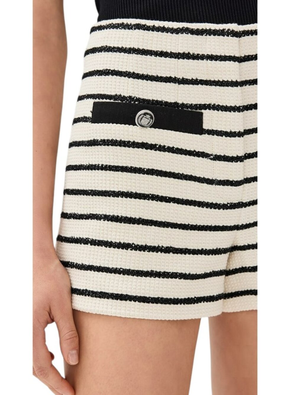 Veronica Beard Gershwin Tweed Shorts Ivory/Black, NWT, Size 4 - Picture 2 of 3